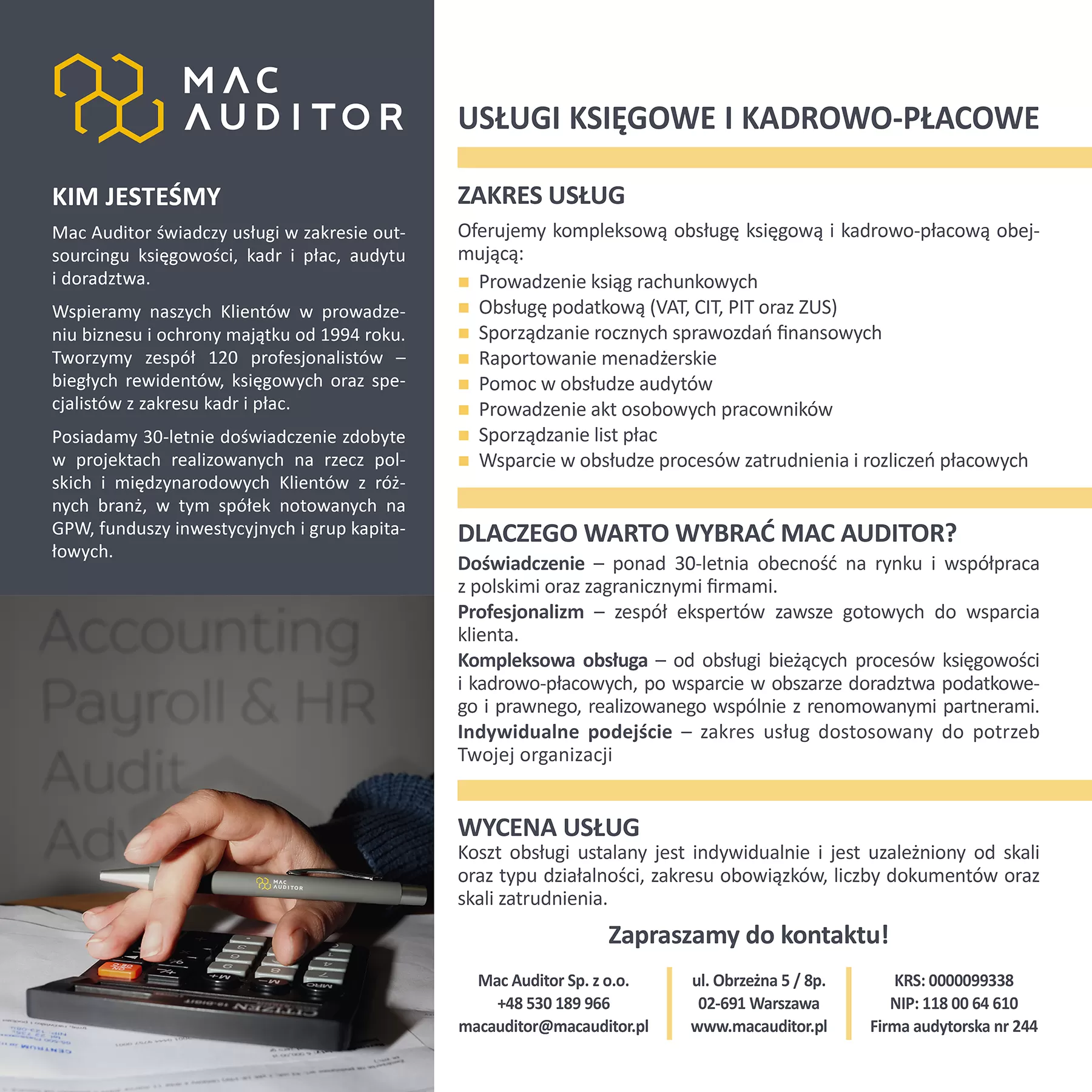 Usługi księgowe i kadrowo-płacowe