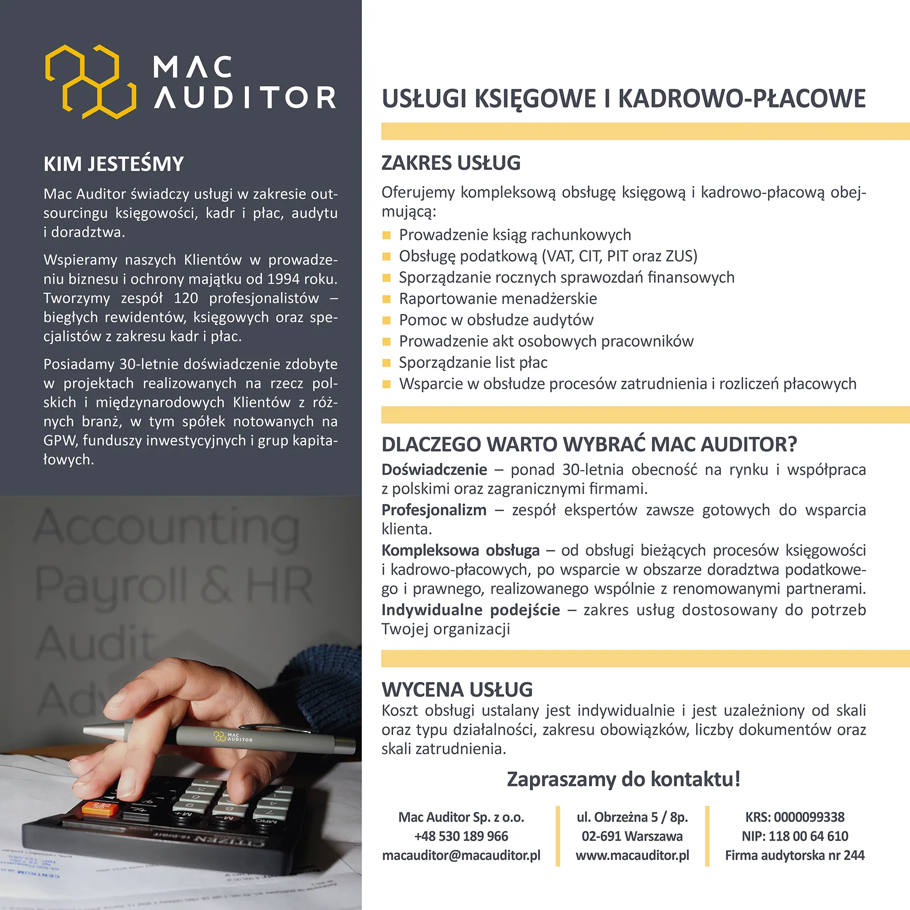 Usługi księgowe i kadrowo-płacowe